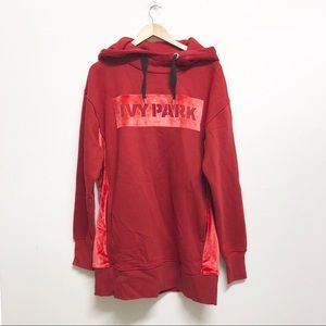 IVY PARK Hoodie Sweatshirt Dress w/ Velvet Details